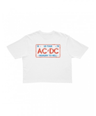 $10.51 AC/DC Ladies' Crop Tee | Highway To Hell License Plate US Tour Crop T-shirt Shirts