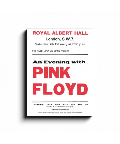 $21.58 Pink Floyd Wall Art | 1970 Royal Albert Hall London Concert Canvas Wrap Decor